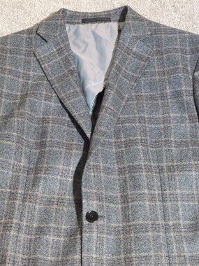 Paul Betenly J-5 Blazer Grey Plaid Lanificio Filarte Wool Cashmere Silk Size 40R